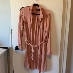 Parasuco Pink Button-Up Shirt Dress Size M